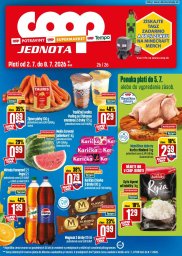 1. strana letáka COOP Jednota 2. 7. - 8. 7. 2026 